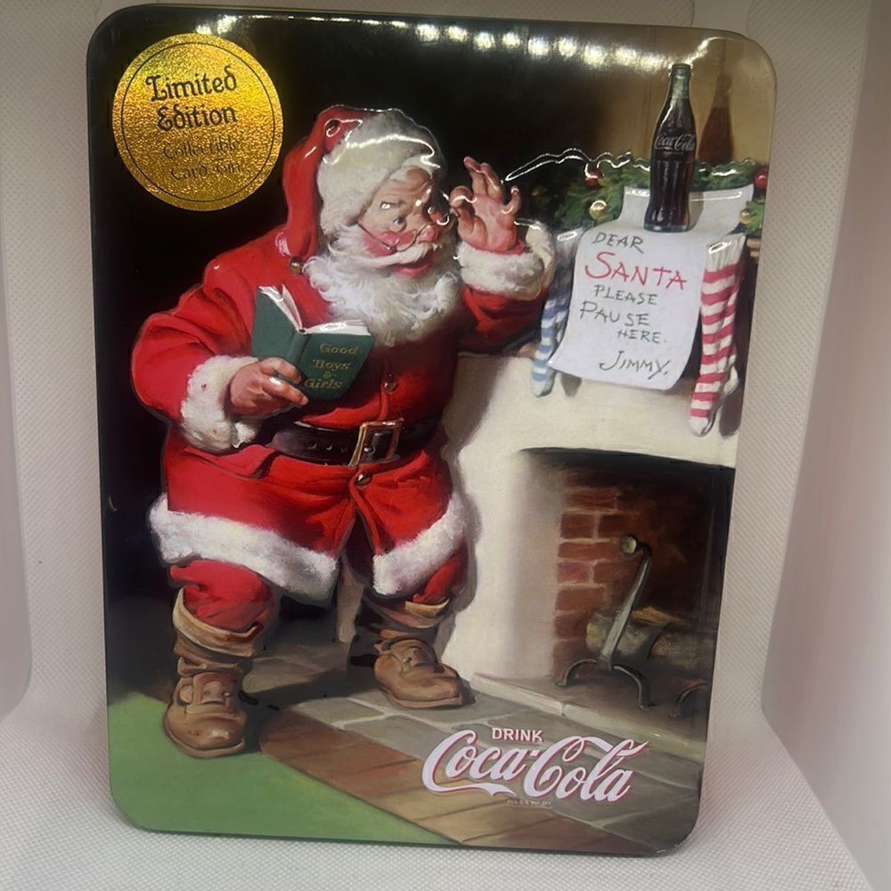 Coca-Cola Limited addition collectible card tin Santa